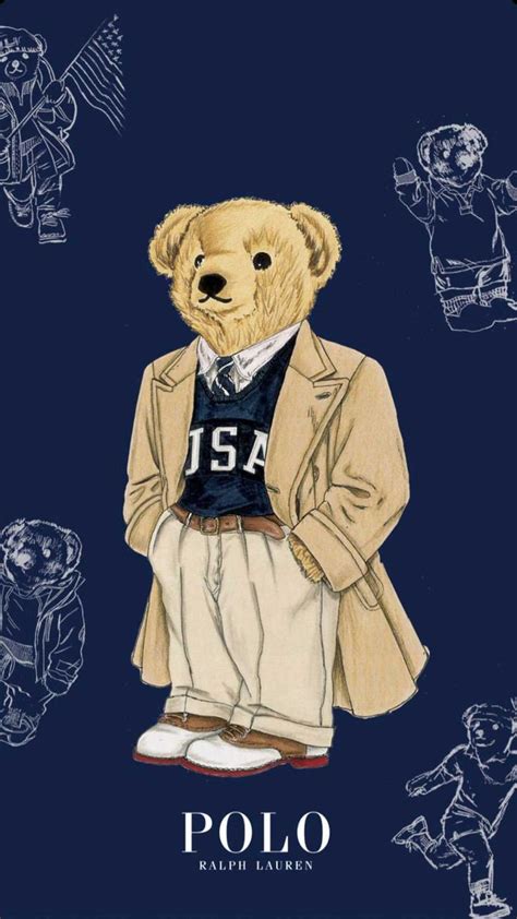 A Drawing Of A Teddy Bear Wearing A Polo Shirt And Pants With The Name