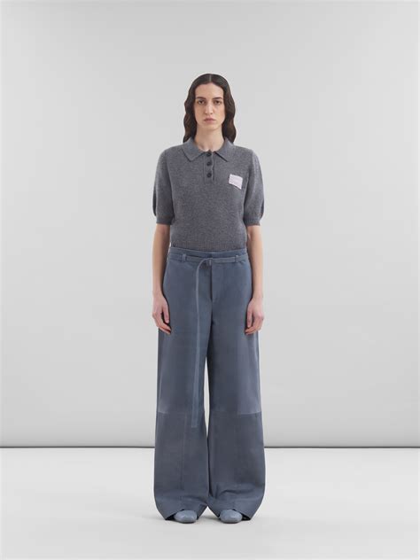 Grey Suede Trousers With Belt Marni