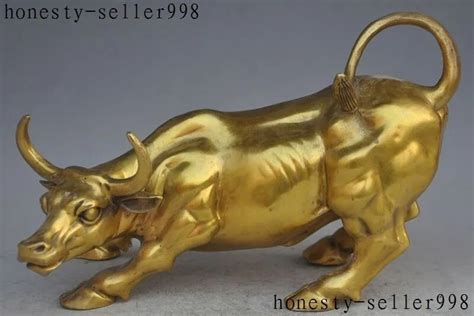 Chinese Fengshui Bronze Copper Sorte Riqueza Gado Touro Boi Est Tua