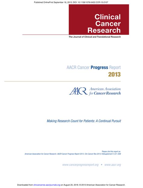 Pdf Aacr Cancer Progress Report