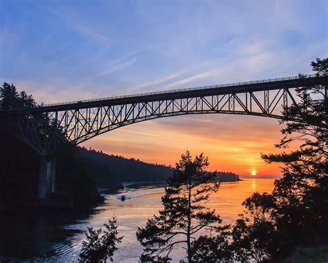 Deception Pass Bridge At Sunset Pics