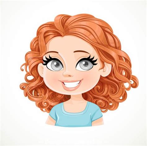 Cartoon brown short curly girl vector free download