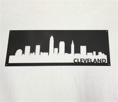 Cleveland Ohio Cityscape Metal Wall Hanging - Cleveland Skyline silhou ...