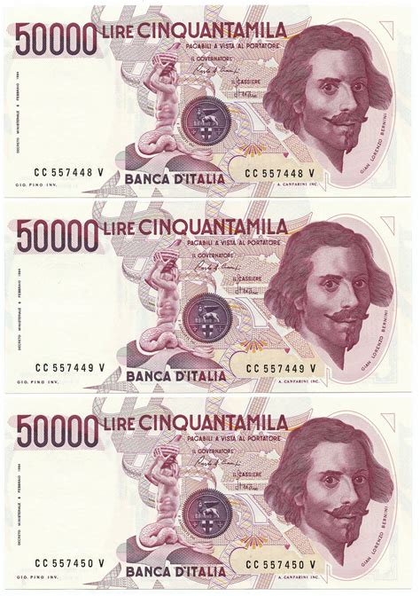 50000 LIRE GIAN LORENZO BERNINI I TIPO LETTERA C 01 12 1986 QFDS