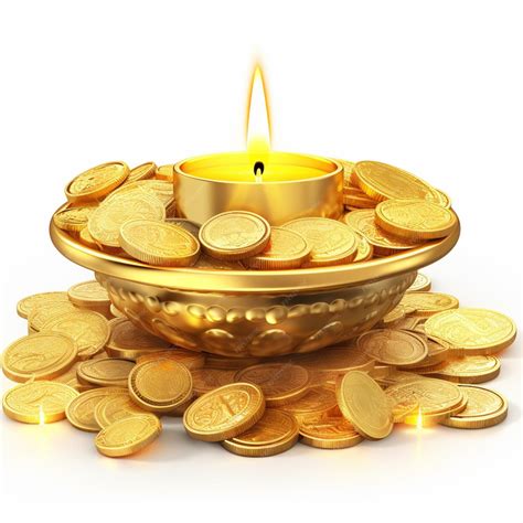 Premium Photo | Happy Dhanteras background with gold coins and diya