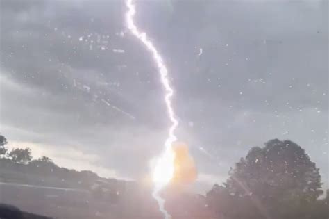 Driver Captures Moment Four Lightning Bolts Strike Her Car