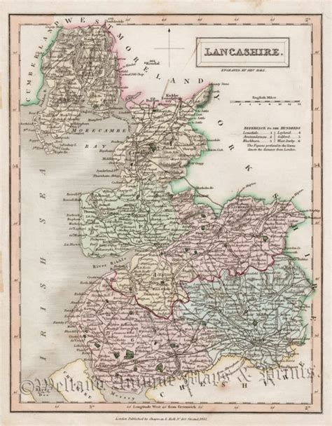 Lancashire By Sydney Hall C Welland Antique Maps