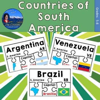 Countries Of South America Geography Puzzles By The Colorado Classroom