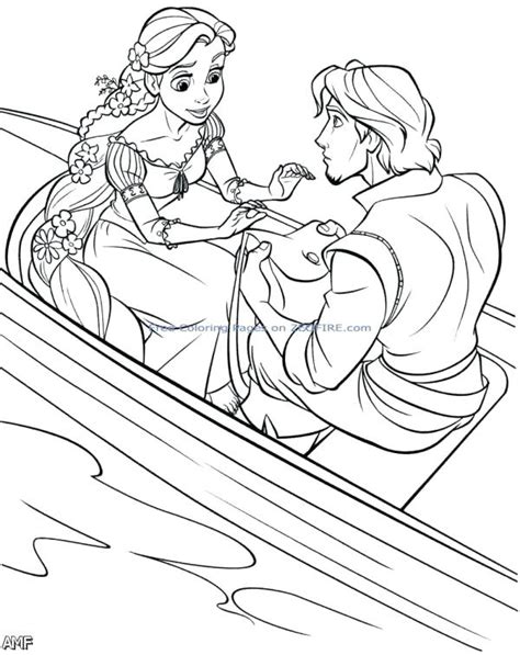 Disney Tangled Rapunzel And Flynn Rider Printable Colouring Page