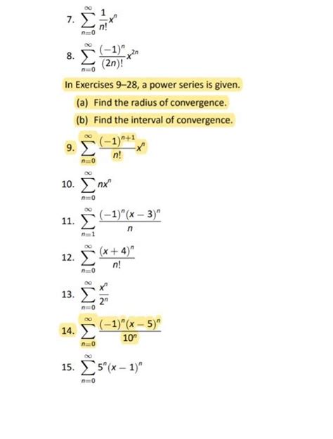 Solved 7 ∑n0∞n1xn 8 ∑n0∞2n−1nx2n In Exercises