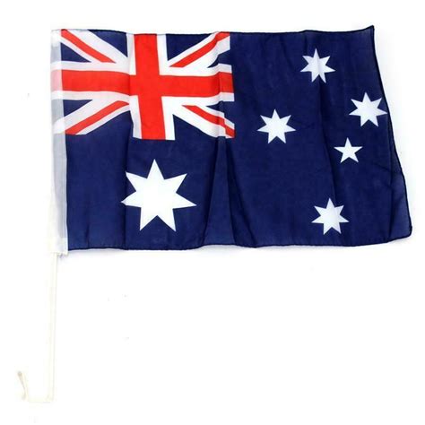 2 X Aussie Australia Day Car Flags Clip On Stick Set 30cm X 45cm Ebay