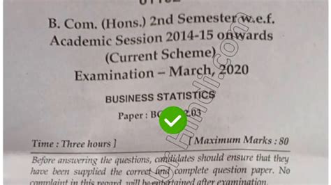 Mdu Bcom Hons Nd Sem Reappear Business Statistics Question Paper