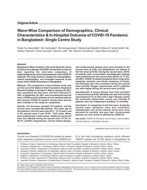 Pdf Wave Wise Comparison Of Demographics Clinical Characteristics