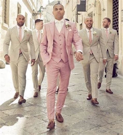 Pink 3 Piece Men Suit Cream Wedding Suit Summer Wedding Suit Etsy En