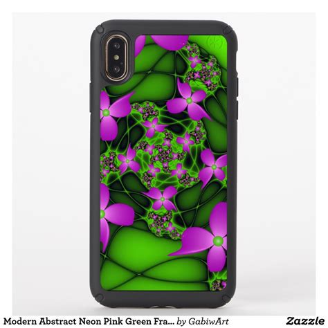 Modern Abstract Neon Pink Green Fractal Flowers Speck Iphone Case