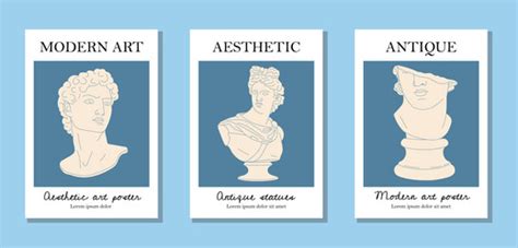 Antique Statues Banner Concept Royalty Free Vector Image