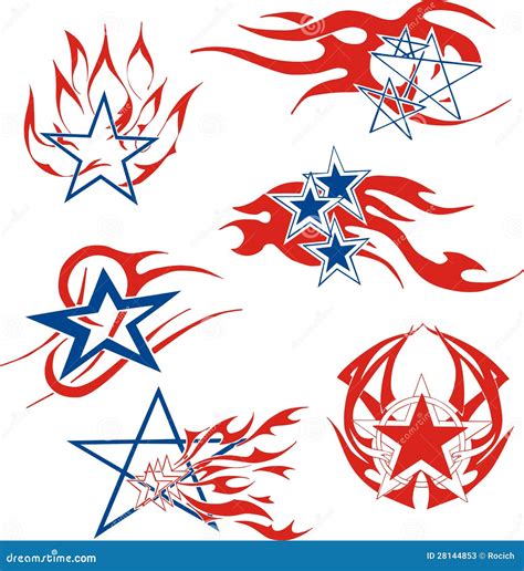 Set Of Star Flames Stock Vector Illustration Of United 28144853