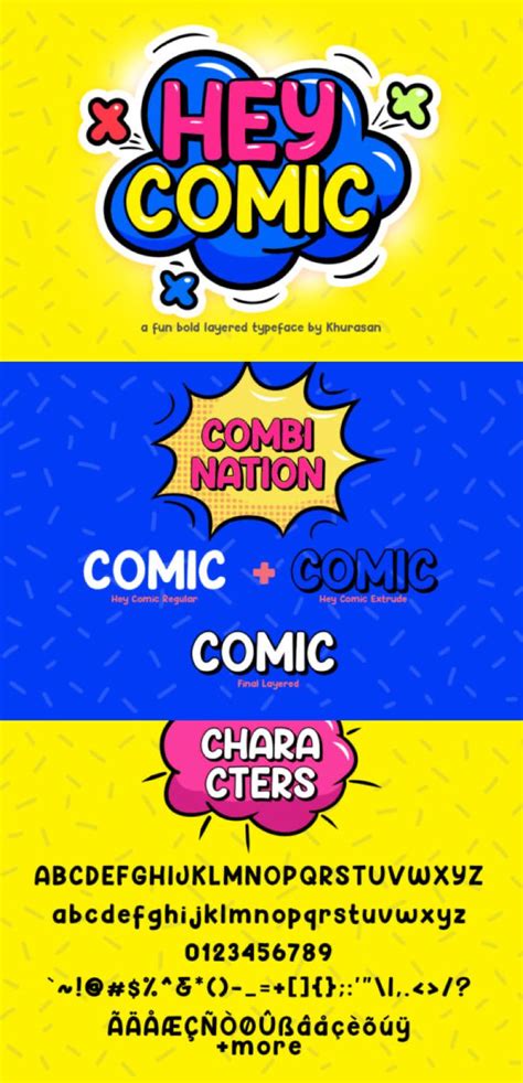 Hey Comic Font by Khurasan · Creative Fabrica | Comic font, Clip art ...