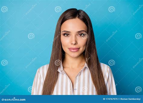 Close Up Photo Of Charming Classy Girl Feel She Real Expert Worker Look Good Listen Her