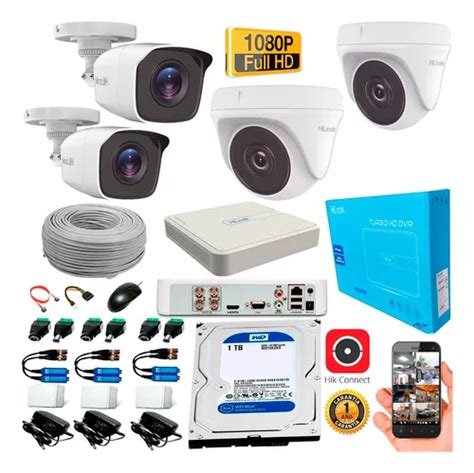 Kit Hikvision Hilook Dvr 1080 4 Ch 4 Cámaras Disco Duro Envío Gratis