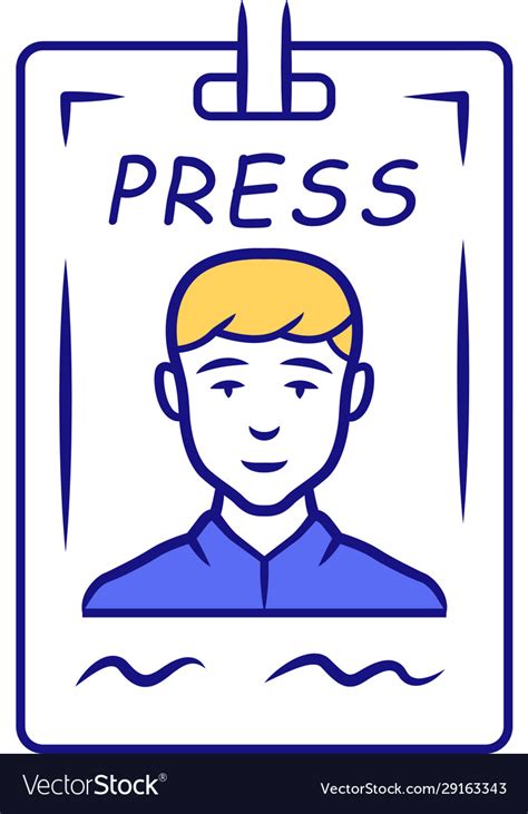 Press Pass Blue Color Icon Journalist Reporter Id Vector Image