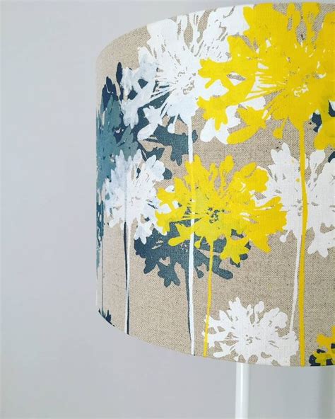 Layered Agapanthus Lampshade Greys And Mustard By Emma Purdie Floral Lampshade Diy Lamp Shade