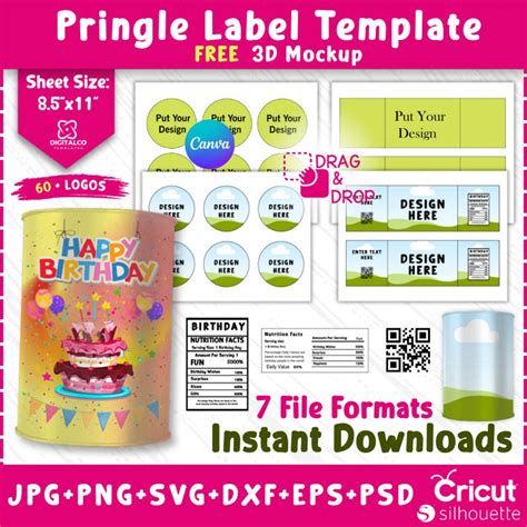 Oz Pringles Label Template Chip Can Label Template Editable Canva