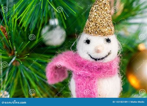 Snowman with Purple Scarf Christmas Tree Decoration Stock Image - Image ...