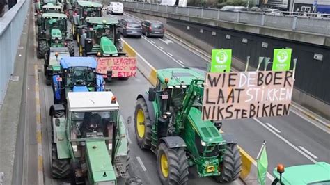 Farmers Hold Tractor Demonstration In Brussels To Protest Agricultural