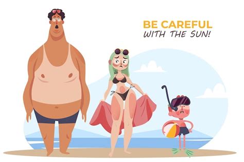 Free Vector Flat Design People With A Sunburn Illustration