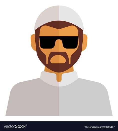 Muslim Man Icon Bearded Guy In Sunglasses Avatar Vector Image