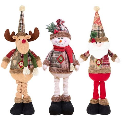 JANDEL 2 Pieces Christmas Standing Santa Claus Elk Snowman Dolls