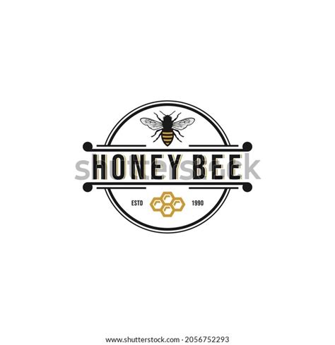 Honey Bee Logo Template White Background Stock Vector (Royalty Free ...