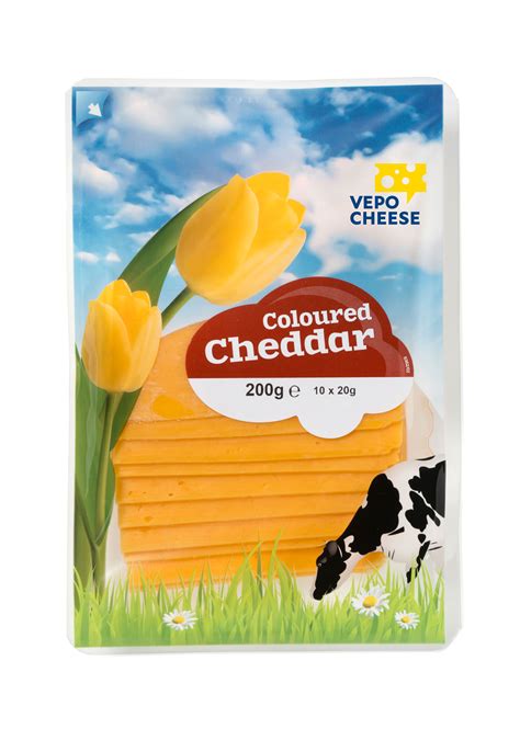 Coloured Cheddar cheese slices - Vepo Cheese