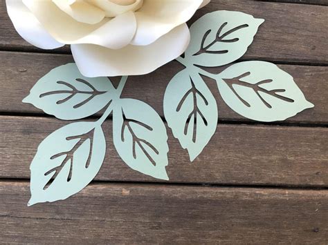 Rose Paper Flower Leaf Template Pdf Svg Pattern Paper Flower Etsy Canada