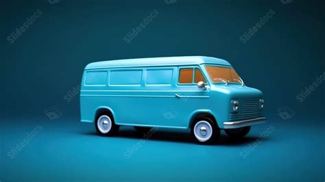 Rapid Shipping Composition Of A Fast Blue Van Making Deliveries In 3d