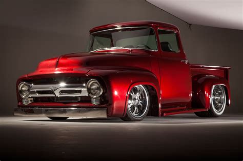 1956 Ford F 100 Classic Red Truck In Garage