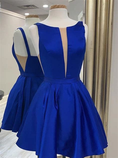 Blue Satin Short Homecoming Dress Royal Blue Satin Party Dress On Luulla