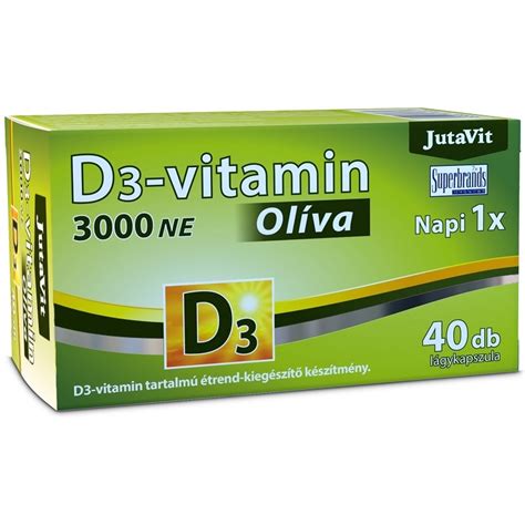 JutaVit Olíva D3 vitamin 3000NE lágyzselatin kapszula 40db