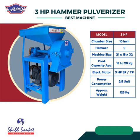 Semi Automatic 3 HP Atta Chakki Machine Pulverizer Machine 20 Kg Per