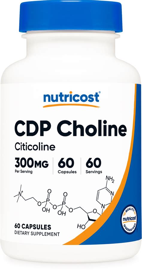 Nutricost CDP Choline Citicoline 300mg 60 Vegetarian Capsules Non