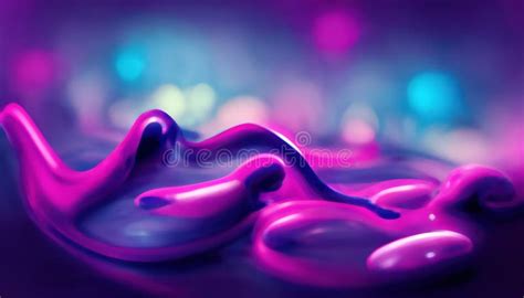 Neon Liquid Bokeh Light Fluid Splash Purple Blue Stock Illustration