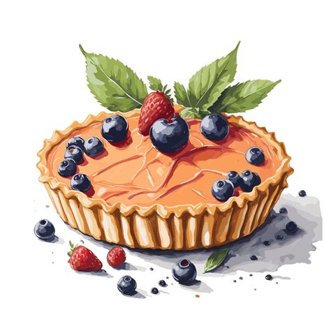 Premium Vector Watercolor Vector Neenish Tart Pastry Clipart Editable