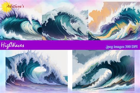 high waves graphic  adithyes creative fabrica