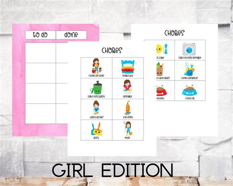 Chore Visual Aids Girl Pecs Routine Chore Schedule Aba Therapy Autism Add Communication