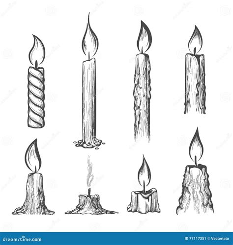 Candle Hand Drawn Set Cartoon Vector Cartoondealer