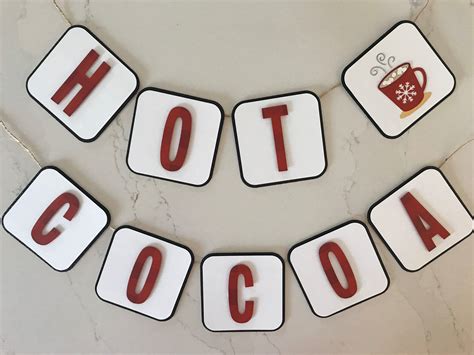 Hot Cocoa Banner Hot Cocoa Bar Sign Hot Chocolate Bar Hot Etsy