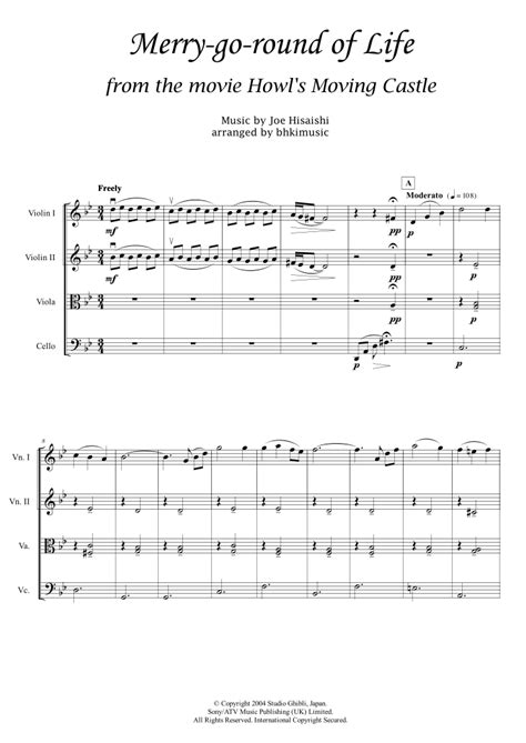 Merry Go Round Of Life Arr Bhkimusic By Joe Hisaishi Sheet Music For