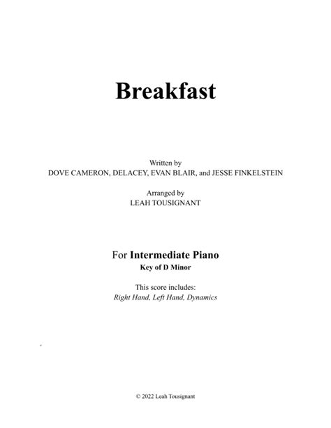 Breakfast Arr Leah Tousignant By Dove Cameron Sheet Music For Piano