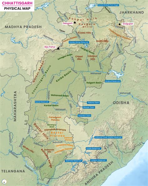 Chhattisgarh Physical Map - UPSC